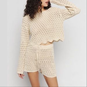 Reformation Lounge Beach Cover Up Sweater Shorts